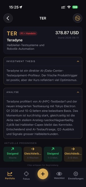 StockAI Analyse in der mobilen App